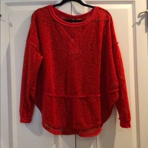 Orange free people lace sweater